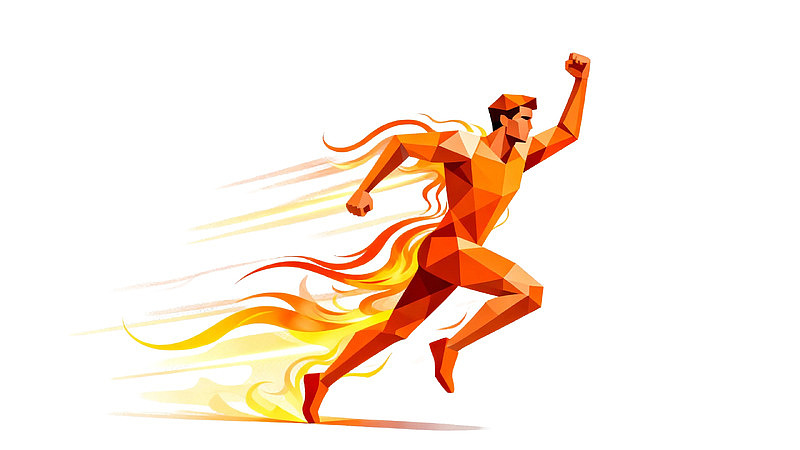 橙色几何风格奔跑人物