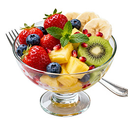 玻璃碗装新鲜水果沙拉