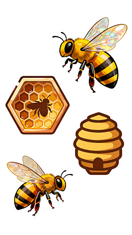 蜜蜂与蜂巢插画展示图片