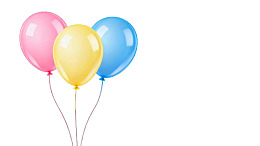 三色彩色气球漂浮于白底
