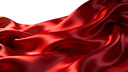 红色丝绸布料波浪纹理