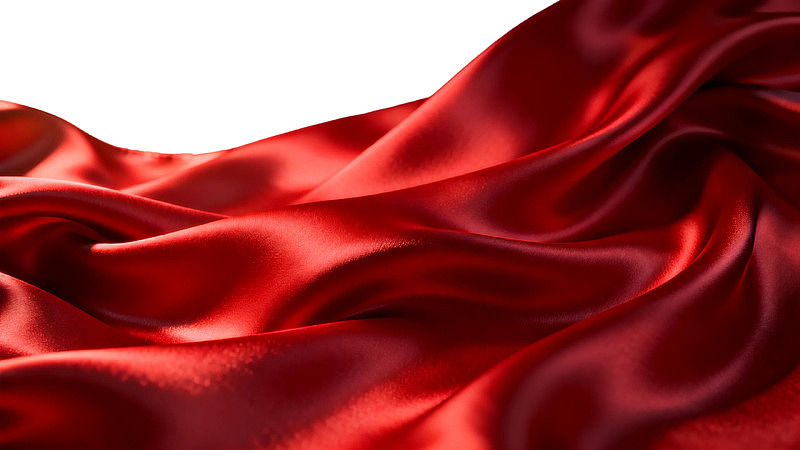 红色丝绸布料波浪纹理