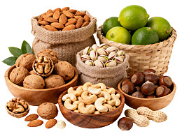 多种坚果与青柠组合展示