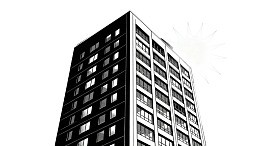 黑白高楼仰视图图片