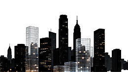 现代城市高楼剪影夜景