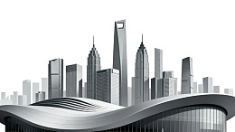 现代城市天际线与流线型建筑