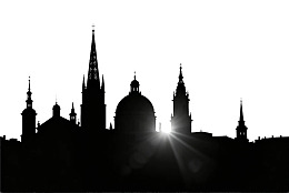 城市建筑剪影与晨光图片