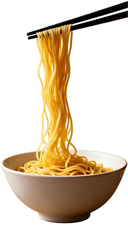 筷子夹起一碗热气腾腾的面条