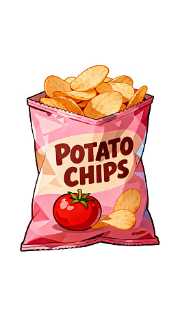 卡通风格薯片包装袋插画