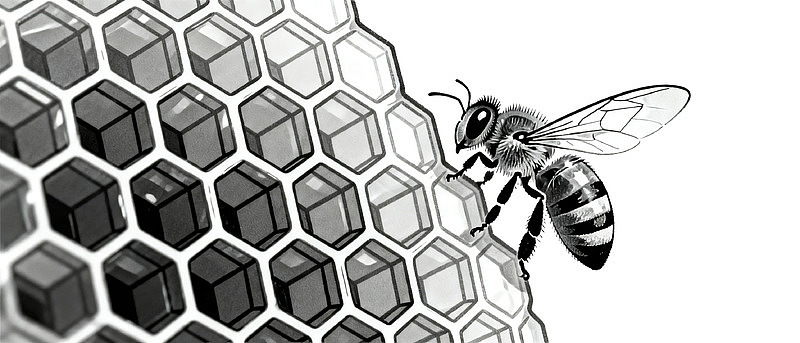 蜜蜂停驻蜂巢细节图图片