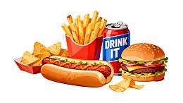 热狗薯条汉堡饮料组合