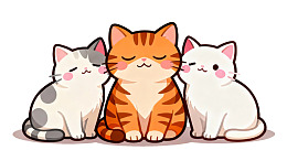三只可爱猫咪依偎在一起