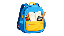 蓝色背包装满学习用品