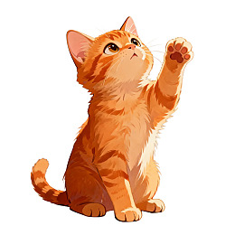 橘色小猫举爪仰望图片