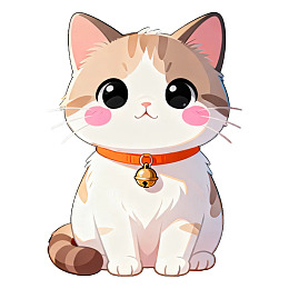 卡通可爱猫咪戴铃铛项圈