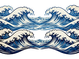 蓝色海浪对称图案设计
