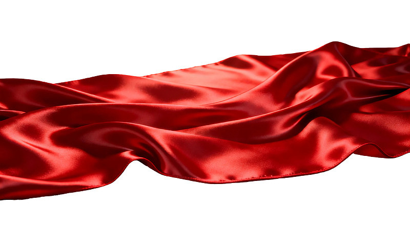 红色丝绸布料飘逸质感