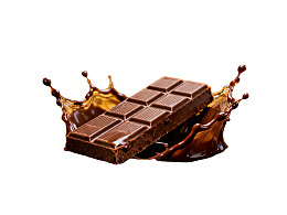 巧克力块溅起浓郁巧克力酱