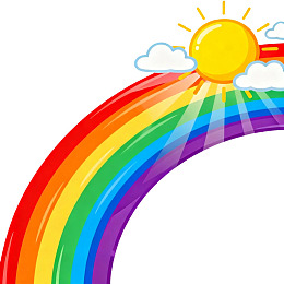 彩虹与太阳的卡通风景
