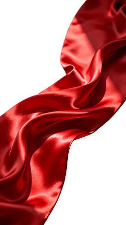 红色丝绸布料褶皱特写