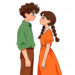 甜蜜对视的情侣