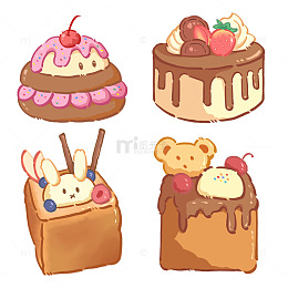 卡通风格甜点插画设计素材