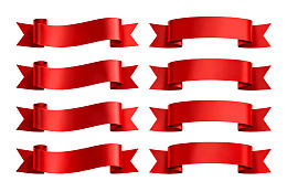 八条红色丝带横幅设计