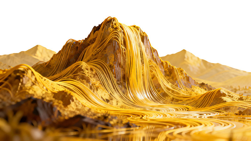 金色波浪山脉景观图片