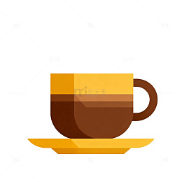 扁平风咖啡杯图案设计元素