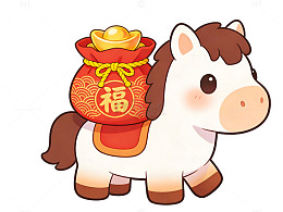 卡通马年祈福插画