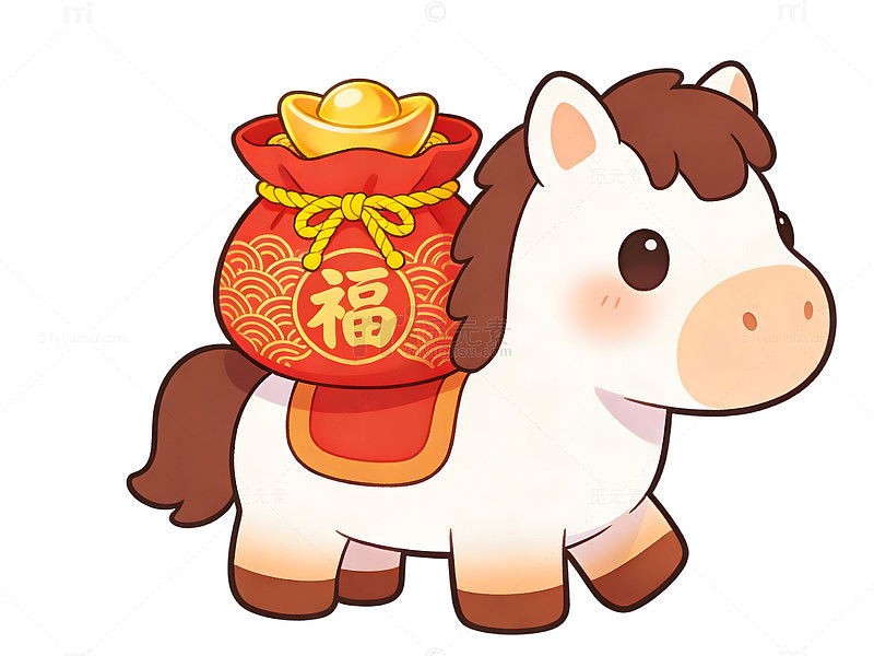 卡通马年祈福插画