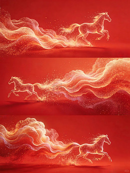 骏马飞奔金尘飞扬图