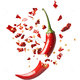鲜红辣椒碎屑飞溅舞