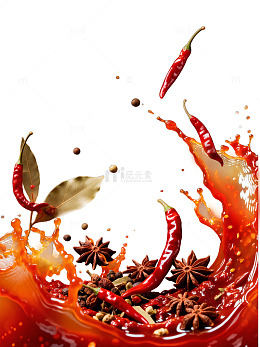 红辣椒八角香料飞舞