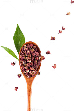 木勺花椒绿叶美食摄影