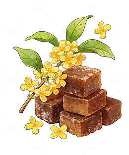 水彩插画桂花糖块