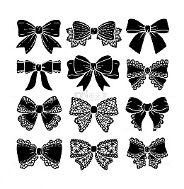 黑白蝴蝶结装饰图案设计素材