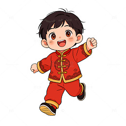 AI马年小男孩元素过年喜庆购物