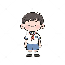 卡通男孩学生形象插画素材