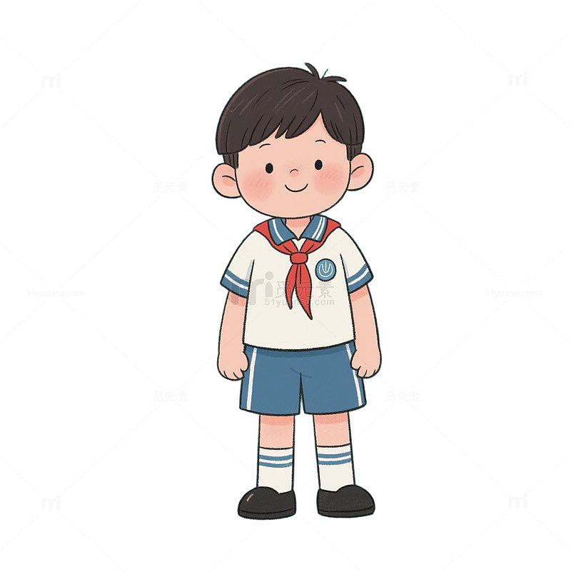 卡通学生校服插画素材