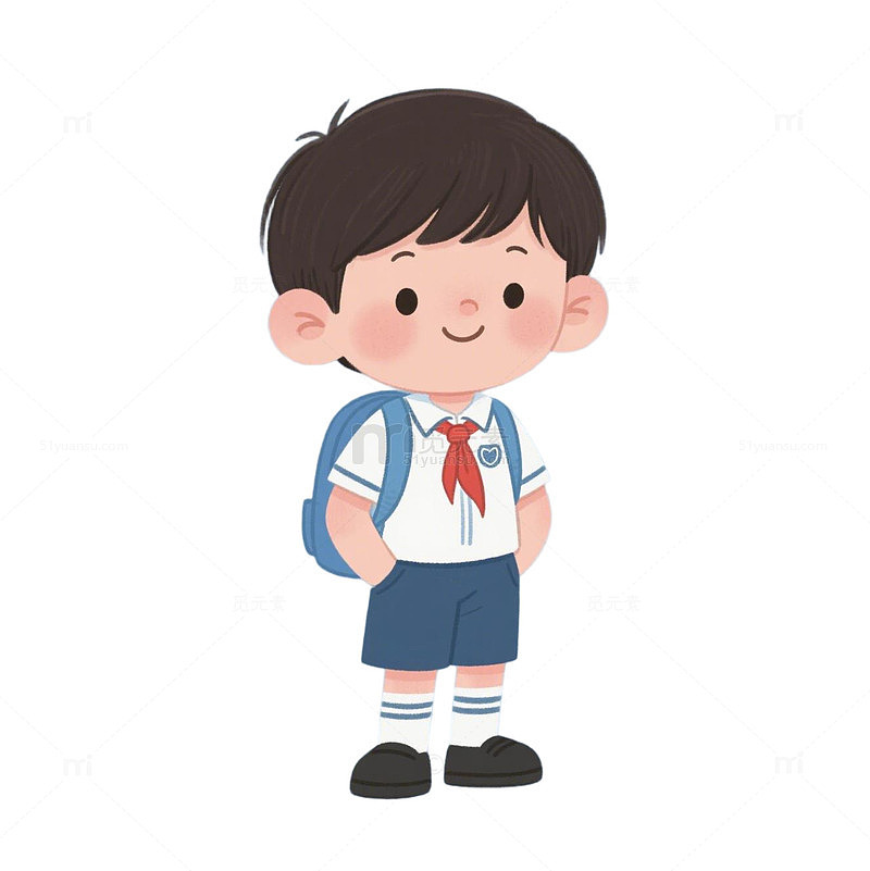 卡通小学生校服插画素材