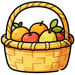 卡通水果篮插画设计素材