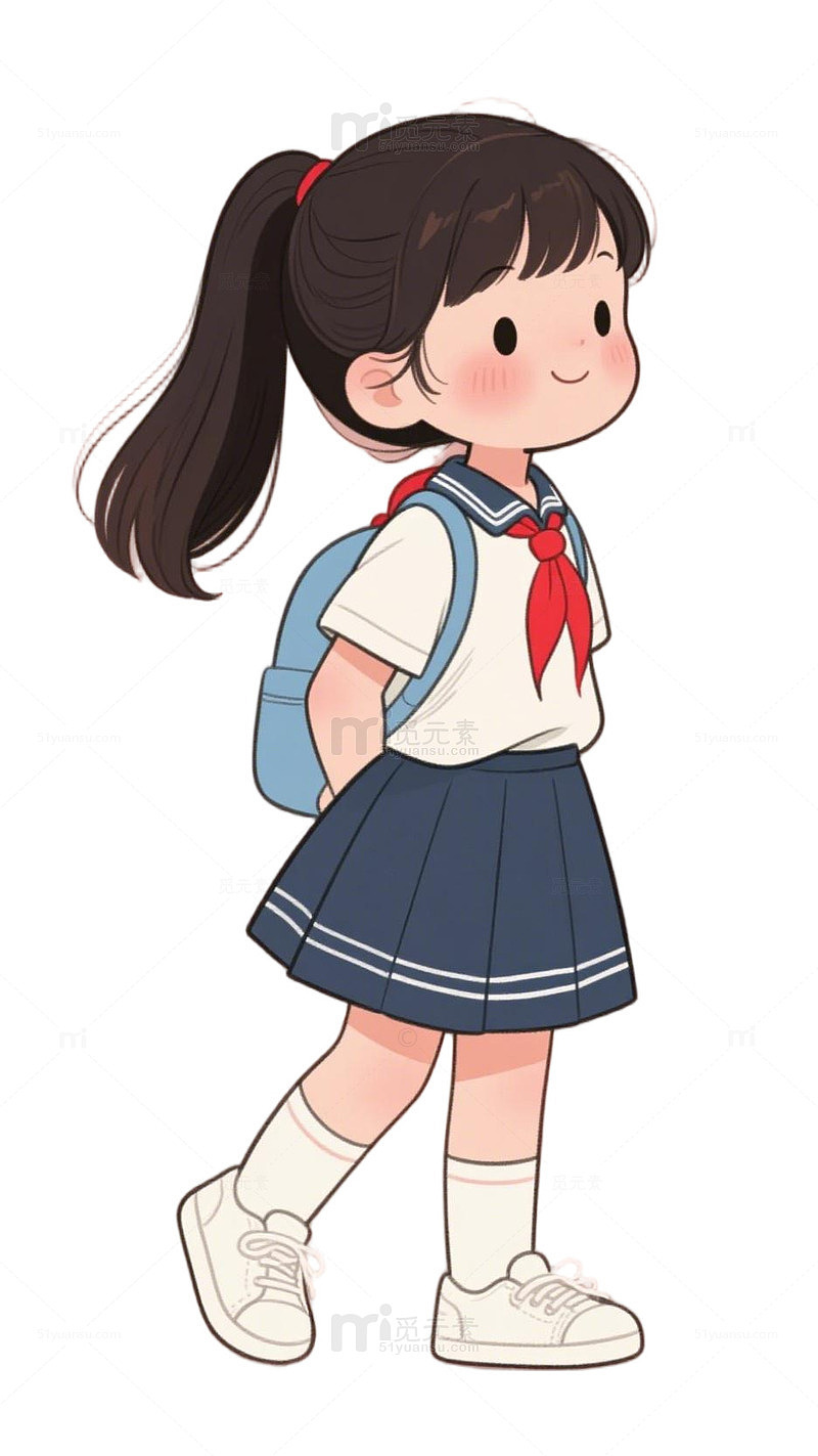 卡通校服女孩插画