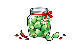 卡通玻璃罐腌菜插画