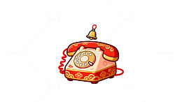 红色复古电话装饰图案