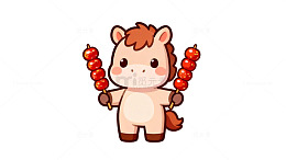 卡通马糖葫芦插画设计素材