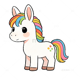 卡通彩虹小马插画素材