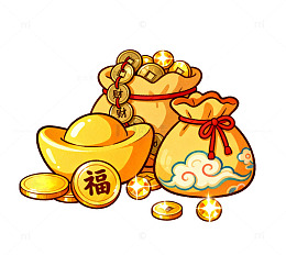 金色福宝新年装饰插画