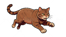 奔跑跃起的猫
