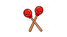 卡通风红色沙锤插画